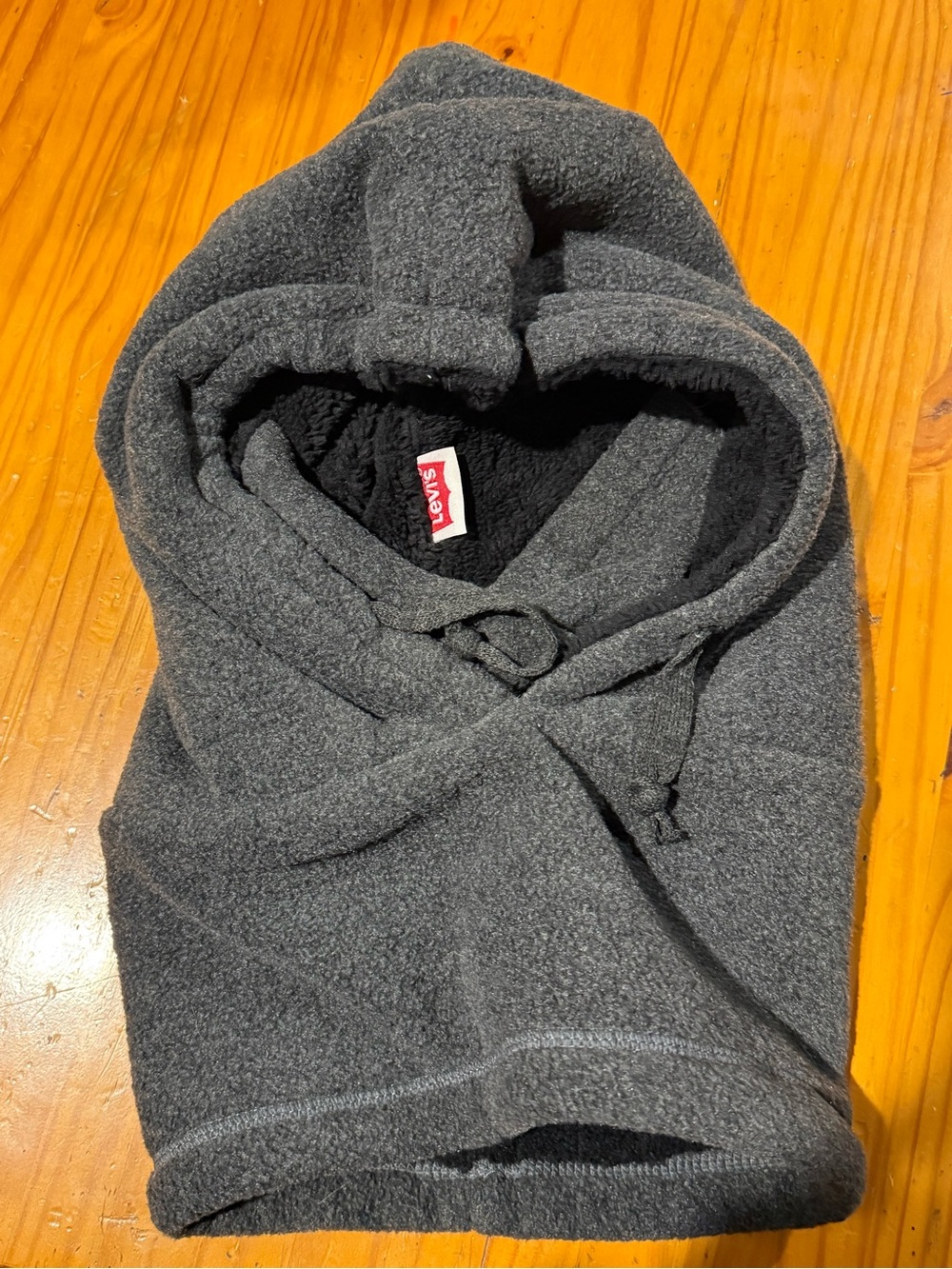 Levi's Men's Sherpa Lined Fleece Balaclava Drawstring Hood Gray NWOT Neck Gaiter